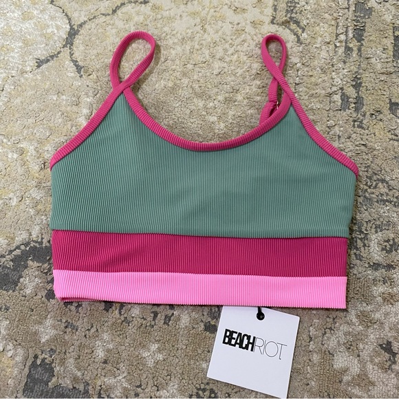 Beach Riot Eva Ribbed Sports Colorblock Bikini Top - Picture 3 of 6